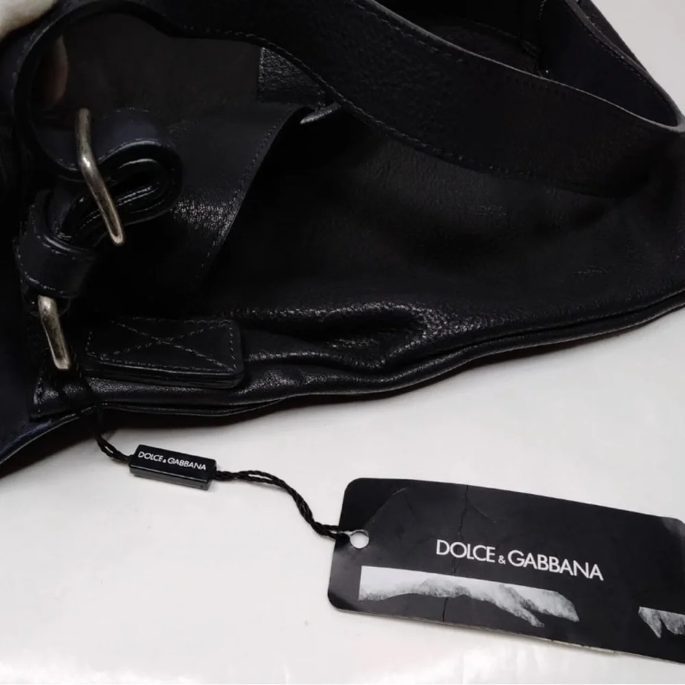 Dolce & Gabbana Black Leather Messenger Bag